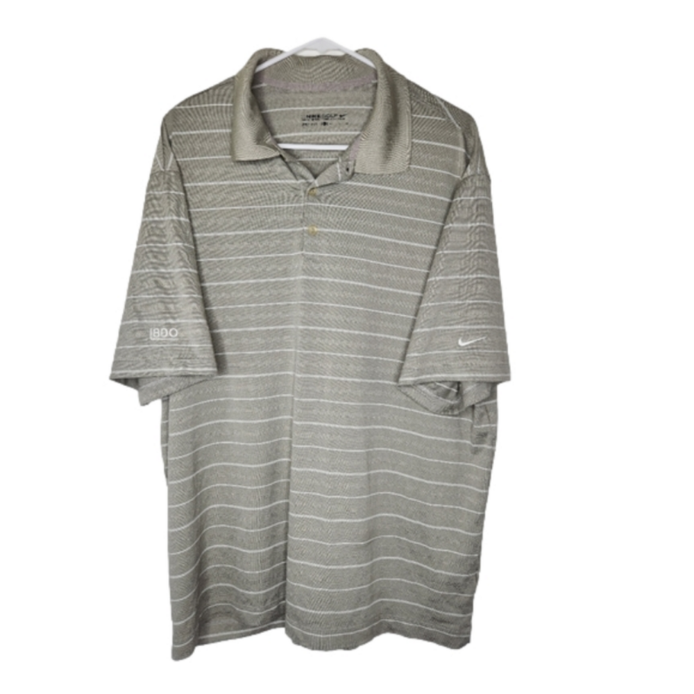 Nike Dri Fit Golf Polo Shirt XL Grey Stripe